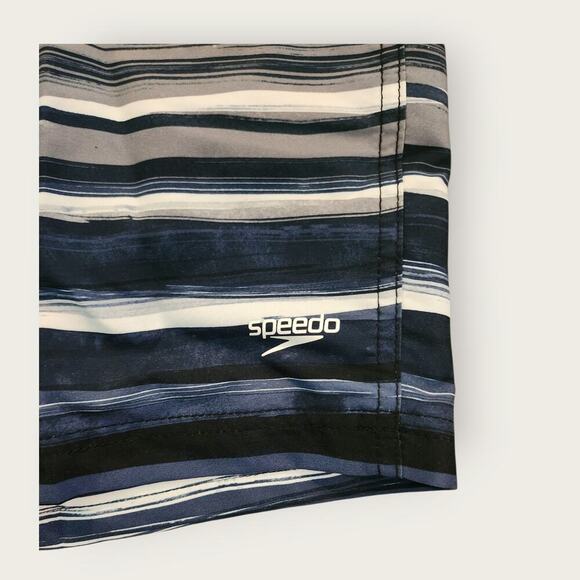 Speedo Swim Trunks Men's Sz XL BlueGray Anthracite Design Mesh Lined Stretch NWT - Picture 2 of 5